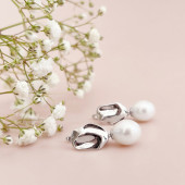 Cercei argint cu perle naturale albe si tortita DiAmanti SK22216EL_W-G